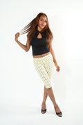 Polka dot yellow and black capris