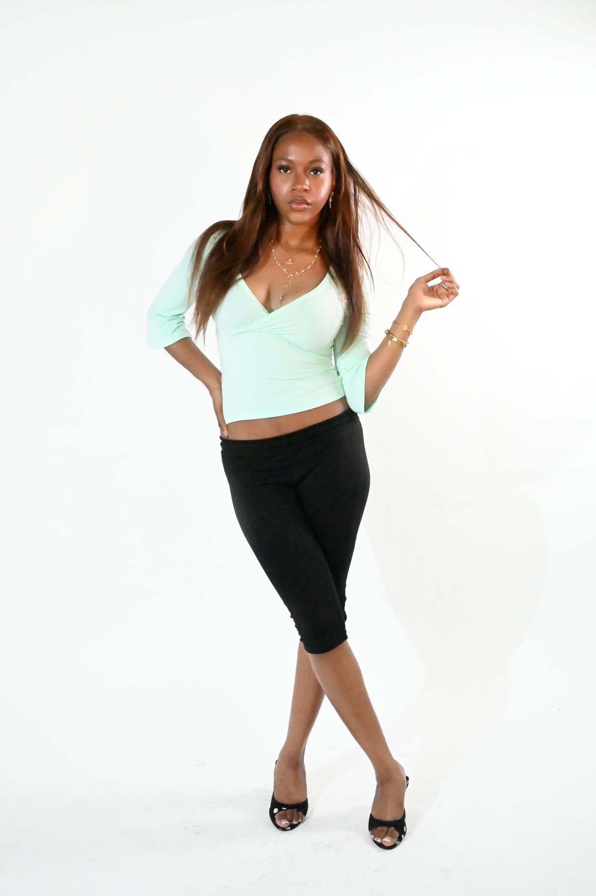Black Fold over capris
