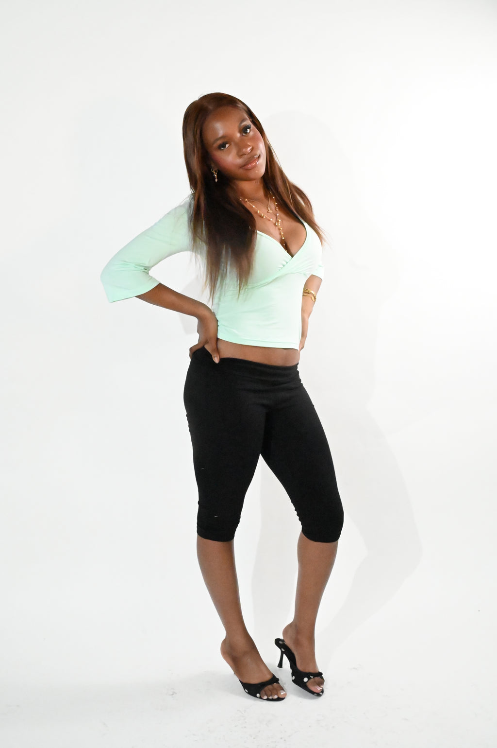 Black Fold over capris